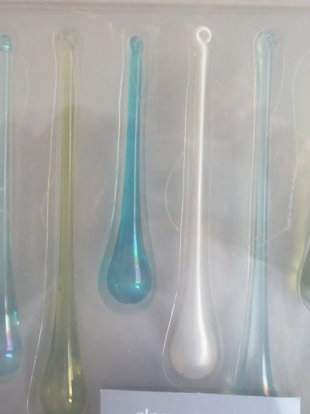 Pier 1 Imports Colored Glass Icicle Tear Drop Christmas Ornaments Set Of 9 NEW